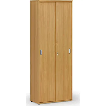 Kancelářská sestava Kancelářská skříň se zasouvacími dveřmi PRIMO WOOD, 800 x 420 x 2128 mm, buk