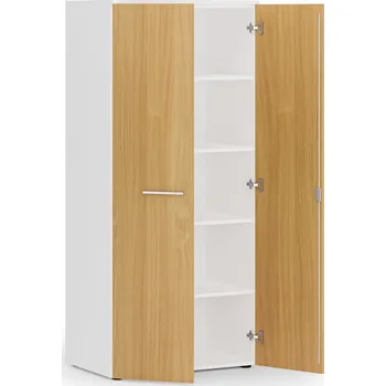 Policová skříň Kancelářská policová skříň PRIMO WHITE s dveřmi, 800 x 500 x 1781 mm, bílá/buk