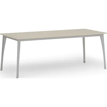 Psací stůl Jednací kancelářský stůl PRIMO OMEGA, 200x90 cm, šedá podnož, bříza