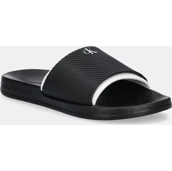 Pánská obuv Pantofle Calvin Klein Jeans SLIDE RUBBER NEOPRENE TEXT pánské, černá barva, YM0YM01234 99X, EUR 40