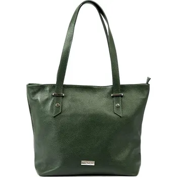 Kabelka Velká kožená kabelka na rameno/do ruky MiaMore no. 058 tmavězelená