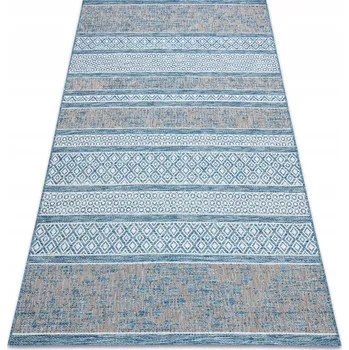 Koberec Koberec ŠŇŮRKOVÝ SISAL OBÝVACÍ POKOJ BALKON PLOCHÝ TKANÝ BOHO modrý 80x150 cm