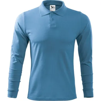 Pánské tričko MALFINI Polokošile Single J. LS 211, dlouhý rukáv, pánská MAL-2111415 L Modrá azurově