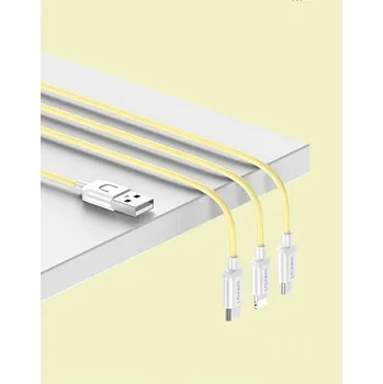 Datový kabel Kabel P4Y USB - USB typ C / microUSB / Lightning 1,2 m žlutý