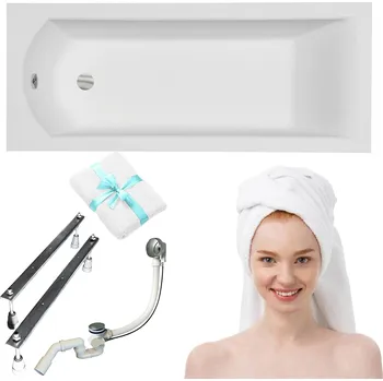 Vana Obdélníková akrylátová vana Besco Shea s bočním odtokem 150 x 70 cm