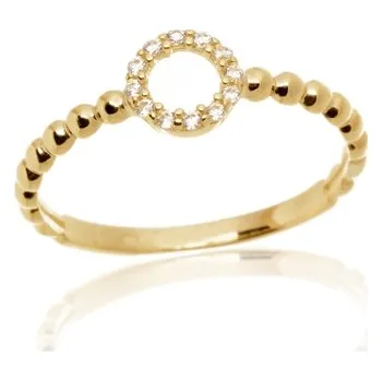 Prsten Dámský prsten ze žlutého zlata se zirkony PR0765F + DÁREK ZDARMA