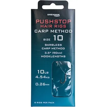 Rybářský háček Drennan návazce Pushstop H'Rig Carp Method Barbless vel.8 / 10lb