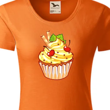 Dámské tričko Organická trička Jídlo a káva | Tričko Cupcake s třešní