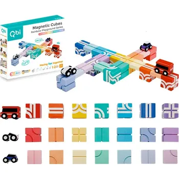 ostatní stavebnice Qbi 129 Creator Infinite STEM Track – kreativní magnetická stavebnice s autíčky