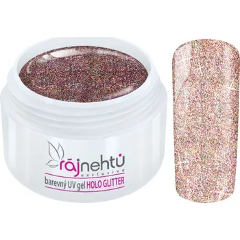 Umělé nehty Ráj nehtů Barevný UV gel HOLO GLITTER 5 ml - Red