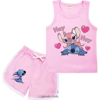 Letní dvoudílná souprava - tílko a šortky s motivem Lilo & Stitch Barva: růžová (pink), Velikost: 100/2-3 roky