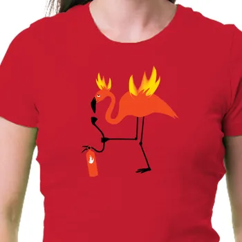Tričko Zvířata | Dámské triko Plameňák, kterého neuhasíš