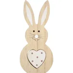 Anděl Přerov Zajíc dřevěný na postavení se bílým srdcem 20 cm