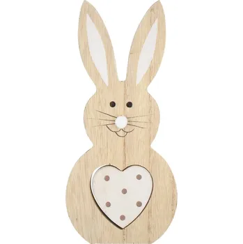 Velikonoční dekorace Anděl Přerov Zajíc dřevěný na postavení se bílým srdcem 20 cm