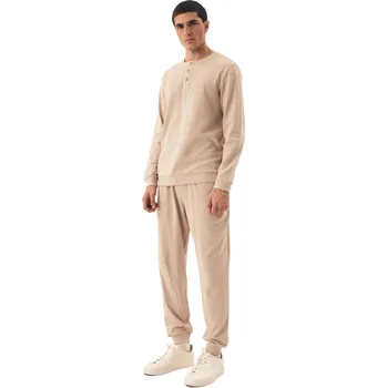 Pánské oblečení Pánské pyžamo 42638 Desert beige - HENDERSON tělová 3XL
