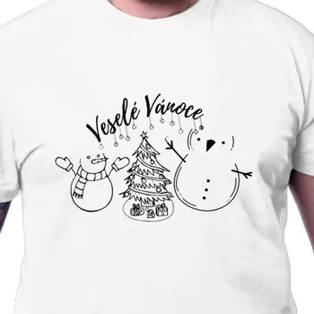 Tričko Vánoce | Pánské vánoční tričko Sněhuláci
