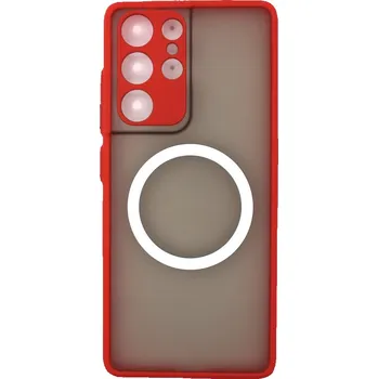 MagSafe silikonový kryt pro Samsung Galaxy S21 Ultra - Červený