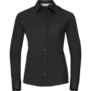 Pánská košile Russell Košile 936F, popelínová, dlouhý rukáv, dámská COT11936F00213-black 3XL Černá