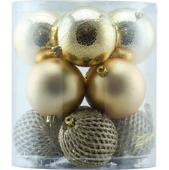 Velikonoční dekorace DECOLED Plastové ozdoby, prům. 8 cm, zlatá, 4x vrásková, 4x matná, 4x glitter