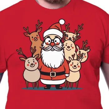 Tričko Vánoce | Vánoční pánské triko selfie Santa a sobi