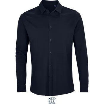 Pánská košile NEOBLU Košile Basile Men, piqué, dlouhý rukáv COT24377704613-night blue 3XL Modrá night
