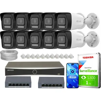 Bezpečnostní kamera Monitorovací sada 10x IPCAM-B2-30DL Full HD PoE MD 2.0 Hilook Hikvision