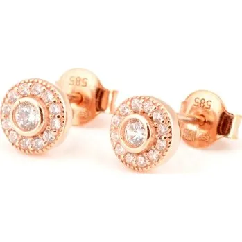 Náušnice Náušnice z růžového zlata pecičky se zirkonem NA1691F + DÁREK ZDARMA