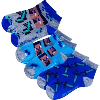 Minecraft SADA 3 KS PONOŽKY MINECRAFT (kotníčkové, modré) 35-38