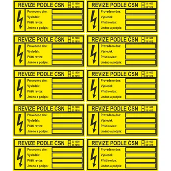 Speciální papír REVIZE PODLE ČSN 331600-331610 samolepící vinylová fólie arch 10ks 35x65mm