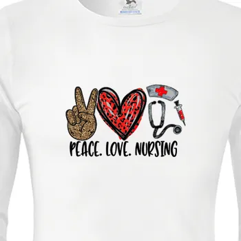 Pánské tričko Triko s dlouhým rukávem Zdravotní sestry | Tričko s dlouhým rukávem Peace, love and nursing