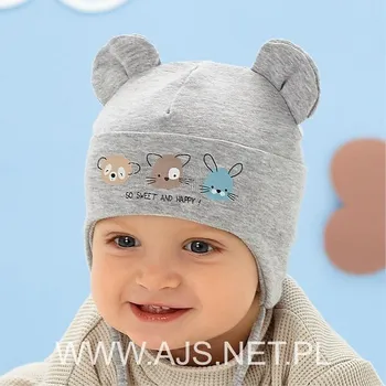 Dívčí tričko Dětská čepice AJS 50-014 melanžově šedá 36-38 cm