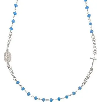 Náhrdelník Stříbrný náhrdelník růženec světle modrý délka náhrdelníku 48cm