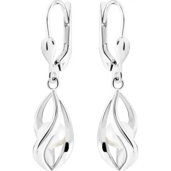 Náušnice GEMMAX Elegantní visací perlové náušnice z bílého zlata – zlatý šperk ryzosti 585/1000 v Dárkovém balení s Certifikátem GLEWP-03339