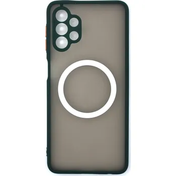 Silikonový kryt s magnetickým kroužkem pro Samsung Galaxy A32 5G - Tmavě zelený
