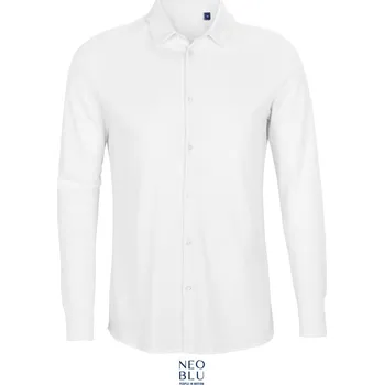 Pánská košile NEOBLU Košile Basile Men, piqué, dlouhý rukáv COT243777z1503-optic white L Bílá optická