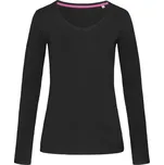 Stedman Tričko V-Neck T Claire LSL, dlouhý rukáv, dámské COT05972005902-black opal M Černý opál