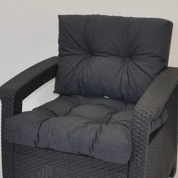 Polstr na křeslo z umělého ratanu - látka tmavě šedý melír