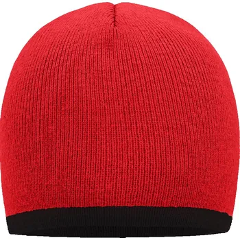 Pracovní přilba Myrtle Beach Čepice MB 7584 s kontrastním lemem, pletená COT03758487699-red/black Červená/černá UNI