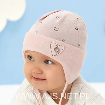 Dívčí tričko Dětská čepice AJS 50-003 Růžová 36-38 cm