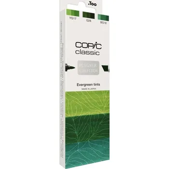 Lihové fixy COPIC Classic oboustranné Fine & Chisel 3ks, Evergreen Tints