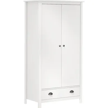 Organizace kuchyně zahrada-XL Dvoukřídlá šatní skříň Hill bílá 89x50x170 cm masivní borovice 288948