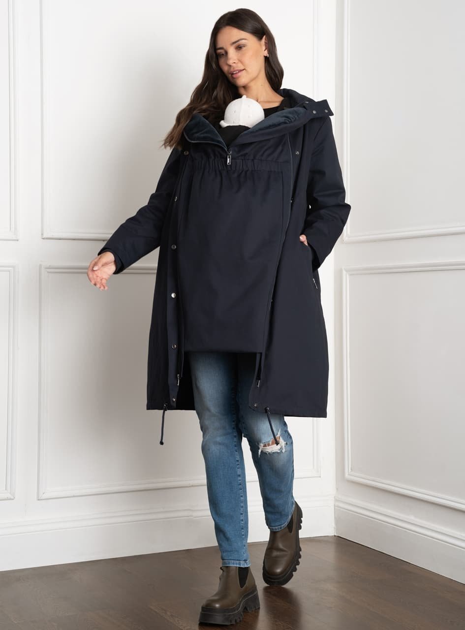 Těhotenská a nosící parka 3v1 Zariah Midi - tmavě modrá Velikost: XL