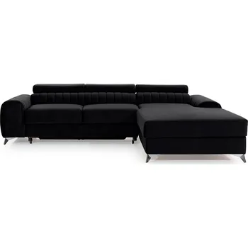 Sedací souprava Rohová rozkládací sedací souprava GRAYSON 278 cm Velvetmat 10 černá pravá