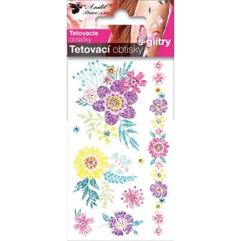 Tetovací barva Tetovací obtisky s glitry - květiny - 16015
