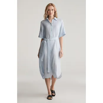 Dámské šaty ŠATY GANT REG LINEN SS SHIRT DRESS LIGHT BLUE