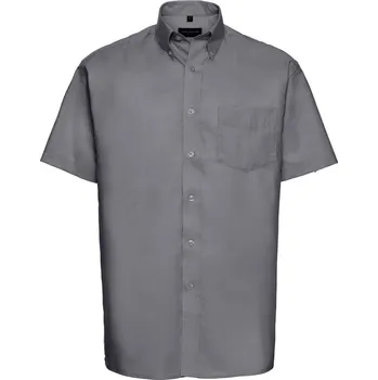 Pánská košile Russell Košile Oxford 933M, krátký rukáv COT11933M64013-silver 3XL Stříbrná