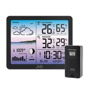 Budík JVD Černá barevná rádiem řízená meteorologická stanice JVD RB3566.1