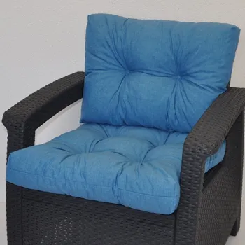 Polstr na křeslo z umělého ratanu - látka tyrkysový melír