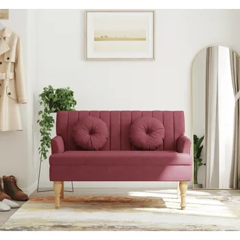 Otoman vidaXL Lavice s polštáři 113x64,5x75,5 cm umělá semišová kůže [372135] Barva: vínová červená