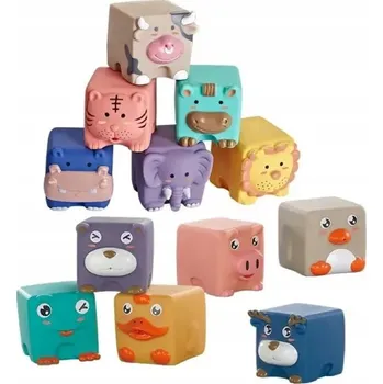 ostatní stavebnice Měkká zvířátka, senzorické stavebnice, 12 ks